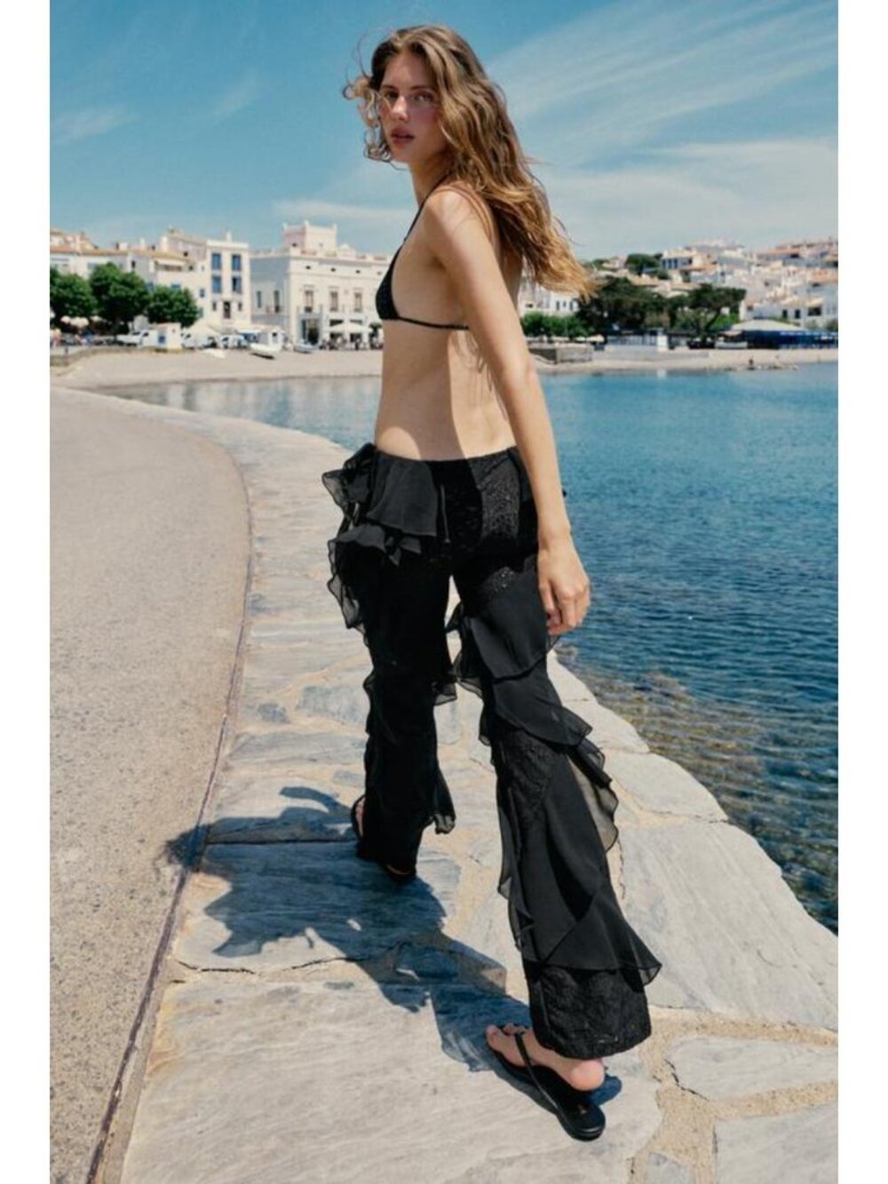 ZARA LACE RUFFLE PANTS - Picture 3 of 8